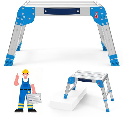 Loyoda Work Platform 600 Lbs, Folding Step Stool with One-Touch Automatic Fold, 3 Height Adjustment Step Platform, Perfect for RV Cleaning, Home Painting and Reaching High Places, Standard