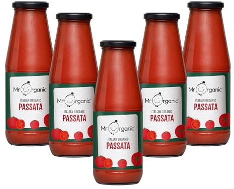 Mr Organic - Organic Tomato Passata-12 x 690g Jars- Smooth Sun-Ripened Italian Tomatoes - No Added Salt, Sugar or Citric Acid - Family-Farmed & Sustainable-Soil Association Organic & Vegan Certified