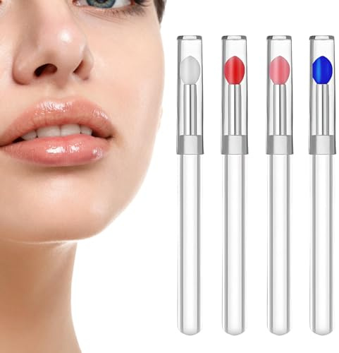 GILWUMO 4 Pezzi di Pennelli per Rossetto in Silicone, Applicatori Riutilizzabili per Scrub Labbra, Adatto per tutti i Tipi di Pelle, 11 x 1 x 1 cm, Bianco, Rosa, Rosso Anguria e Blu
