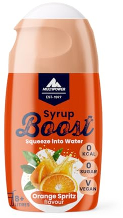 Multipower Syrup Boost Orange Spritz (65 ml) – veganer, zuckerfreier Sirup für bis zu 8 L Wasser mit Geschmack – kalorienarmes Getränkekonzentrat