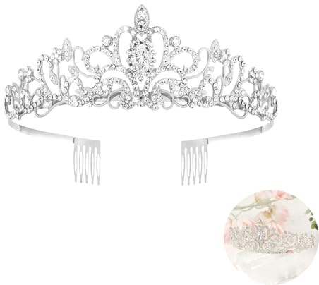 Yeenano, diadema in argento, costume da principessa per donne, corona per ragazze, costume da Cenerentola per donne, diadema per bambini, corona per compleanno, diadema per matrimonio, per una varietà