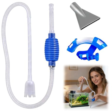 Sifón para acuario con bomba manual, incluye manguera, bomba, soporte y boquilla, 1,5 metros - Kit completo para cambio de agua y limpieza de grava, para acuarios pequeños y medianos
