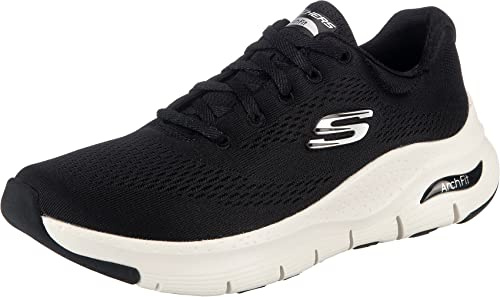Skechers Women's Arch Fit Big Appeal Sneaker,Black Mesh / White Trim,4.5 UK