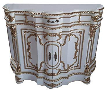 Luis XIV antiguo. Louises Rokoko - Cómoda de estilo barroco (131 cm de ancho), color blanco y dorado