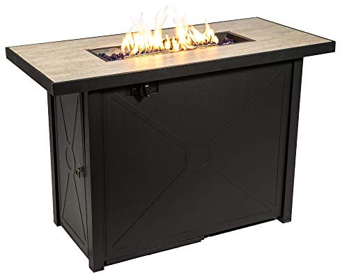 Teamson Home Outdoor Garden X-Large, Propane Gas Fire Pit Table Burner, Smokeless Firepit, Metal Patio Furniture Heater with Lava Rocks & Cover