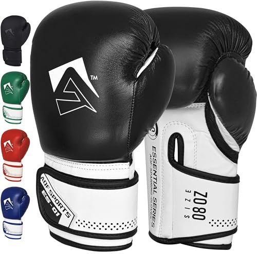 AQF Guantoni Boxe per L'addestramento & MMA Muay Thai Sacco da Box Sparring MMA Guanti Boxe per Kick Boxing Fighting con Strati Extra di Imbottitura (Nero, 8oz)