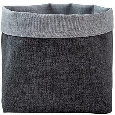 Cesta para pan (3ª generación) de tela, bolsa para pan de mesa, algodón y algodón con tratamiento de resina antimanchas, diámetro 17 cm, doble cara, color gris claro/gris oscuro