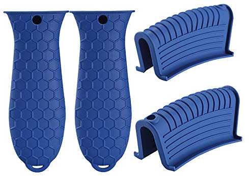 4 Pack Cast Iron Handle Cover, Silicone Hot Pot Holders, Blue