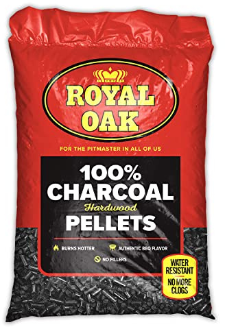 Royal Oak 100 Percent Charcoal Hardwood Pellets for Real BBQ Flavor, Grilling and Smoking, High Heat, Resists Water, Easy to Clean, 30 Pound Bag