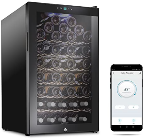 Ivation 51 Bottle Compressor Wine Cooler Refrigerator with Wi-Fi Smart App Control Cooling System | Large Freestanding Wine Cellar Fridge For Red White Champagne or Sparkling, Black Glass Door & Lock