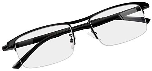 Vepiant Progressive Multifocus Reading Glasses Blue Light Blocking No Line Multifocal Computer Readers UV Protection for Men Women Metal Frame Semi Rimless Presbyopic Eyeglasses Anti Glare Eyewear