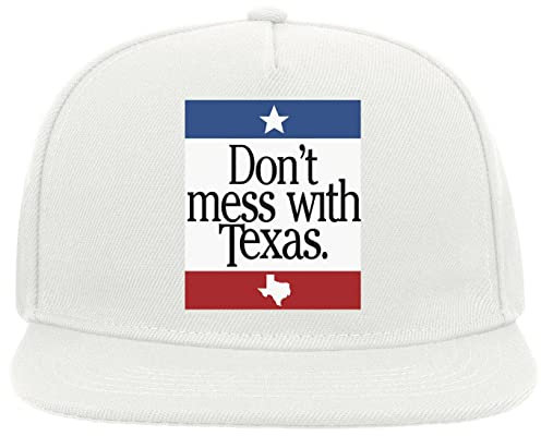 Don't Mess with Texas Lone Star State 5 Panel Snapback Flat Visor Cap Hat Baseballmütze Weiß