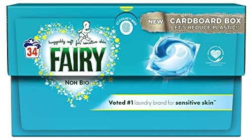 Fairy Non Bio Pods Washing Liquid Laundry Detergent Tablets and Capsules 34 Washes, Huggably Soft For Sensitive Skin