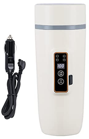 Wasserkocher Reise Wasserkocher 24V 350ml Schneller Wasserkocher Doppelschichtige Edelstahl-Thermoskanne für Milch, Kaffee und Teezubereitung (140W weiß)