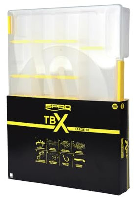 SPRO TBX Tacklebox & Werkzeugkiste - Robuster, wasserfester Kunststoff, versteckte Scharniere, flexible Fächer, modulare Größen - Perfekt für Angel- und DIY-Aktivitäten (Clear, 50L)