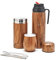 balibetov Kit de Mate Argentino - Calabaza Mate Moderna, Termo Mate, Contenedor para Yerba Mate (Yerbero), Bombilla (Sorbete) y Cepillo de limpieza - Acero inoxidable 304 18/8 (Madera)