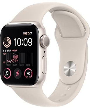 Apple Watch SE 2nd Gen (GPS, 40mm) - Starlight Case with Starlight Sport Band S/M (Renewed)
