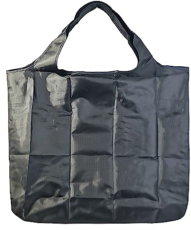 Lin's Liliana Borsa Grande Pieghevole, 43 x 66 cm, Borsa per la Spesa Riutilizzabile, Borsa a Mano Leggera, Asciugatura Rapida, Resistente agli Strappi per la Spesa, Viaggi, Gite, Nero , XXL