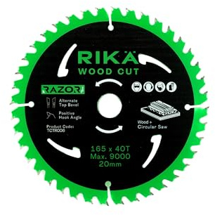 Rikä TCTR006 Razor Pro TCT Circular Saw Blade 165mm x 40T x 20mm