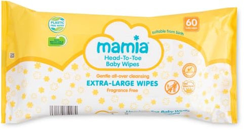 Mamia Extra Large Head to Toe Wipes 60 Pack