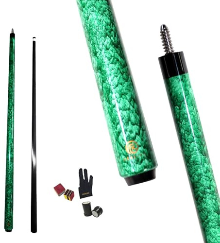 OKHEALING Stecca da biliardo in fibra di carbonio T700, 142 cm, XTC, punta da 12 mm, accessori da biliardo 1/2 giunto, fatta a mano, dritta, per 8-Ball/9-Ball, 510-567 g (VERDE)