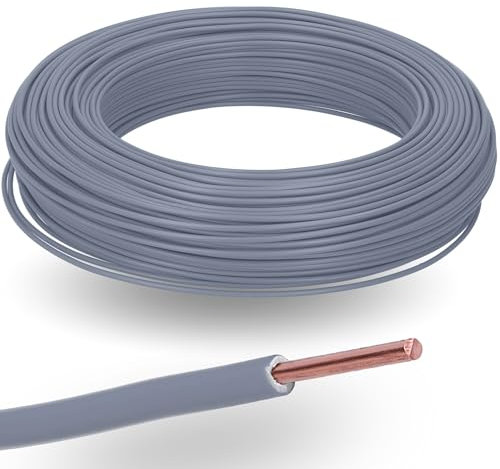 Kalitec H07V-U 10 metros 1 x 1,5 mm² gris I Retardante de llama PVC individual 1,5 mm2 trenzado rígido de cobre I 450/750 V I Cable de cableado de un solo cable para cableado interno de máquinas y