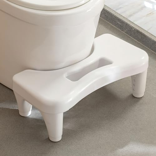 PAVSTINE Sgabello WC Altezza Regolabile, Poggiapiedi Defecare Ergonomico, Sgabellino da Toilette per Alleviare Emorroidi, Stitichezza, L'Intestino, Sgabello Bagno per Adulti, Bambini, Bianco