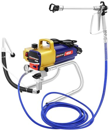 Airless färgspruta, väggfärg spruta med slang och färgpistol, färgsprutsystem spruta för fasad- och väggfärg lack och glasyr, 1 500 W, 77,43 oz/min