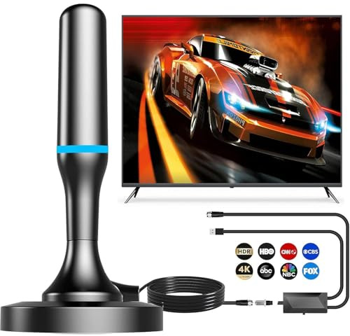 TV Antenna for Local Channels Indoor, HD Digital TV Antenna for Smart TV Indoor 4K with Removable Amplifier & Magnetic Base, No Cable Needed - 9.8FT Cable- Fit TVs with Built-in Tuner