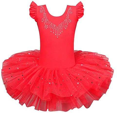 ZNYUNE Girls Kids Ballet Dress Princess Sparkly Ballet Leotards Tutu Girls Dancewear Costume 184 Red XXL