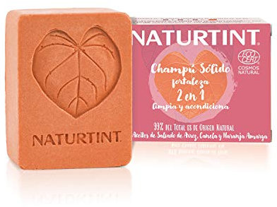 Naturtint Forza 2 in 1, Shampoo solido + Balsamo ecologico, rafforza, rigenera e protegge i capelli deboli, senza volume, 99% ingredienti naturali, senza silicone e parabeni - 75ml