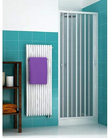 Box doccia Porta doccia in PVC, Nicchia con apertura laterale a soffietto, Bianco, Larghezza 120 cm, Altezza 170 cm