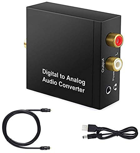 Digital to Analog Audio Converter, Xfaiz Digital to Analog Converter DAC Digital SPDIF Optical to Analog L/R RCA Converter Optical to 3.5mm Jack Audio Adapter for HDTV Blu Ray HD DVD Apple TV