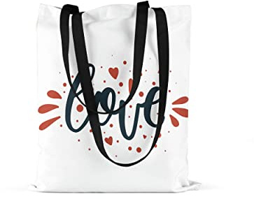 Bonamaison Bolso De Mano Impreso, 100% Algodón, Bolso de la Compra Reutilizable, Bolso De Compras, Ecológico, Plegable, Bolso de Tela de Lona con Asas Negras, 48x55 Cm - Fabricado en Turquía