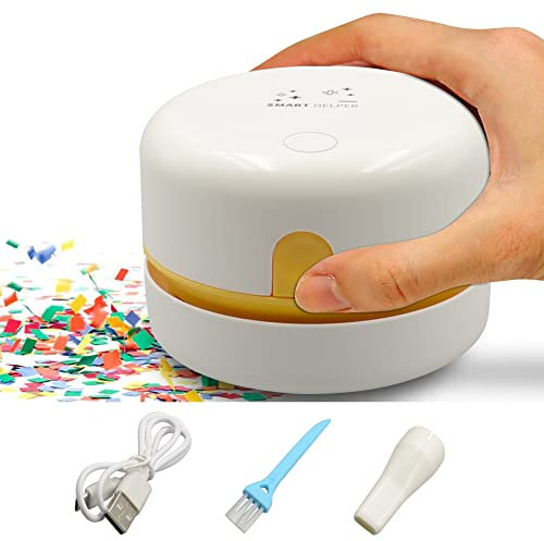 HELIAN Mini Staubsauger Kreativ Handstaubsauger Tischstaubsauger Autostaubsauger Akkustaubsauger, USB Wiederaufladbar, hohe Saugkraft, Mini Deskop Staub Reiniger für Desktop und Haushalt (Weiß)