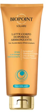Biopoint Solaire - Latte Doposole Corpo Sublimante con Acceleratore di Abbronzatura, Azione Lenitiva e Idratante, Dona una Pelle Dorata e Luminosa a Lungo, 400 ml