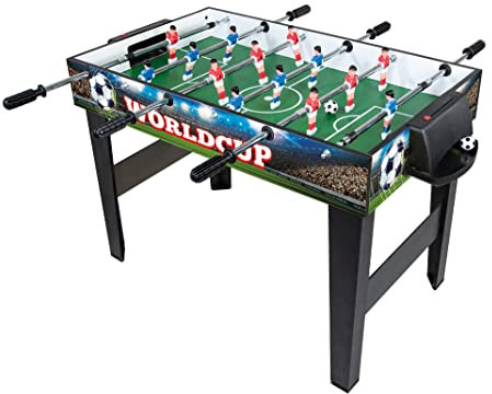 Teorema Giocattoli - Tischfußball aus Holz, mit 2 Fußballbällen, mit Teleskopstangen, Höhe 69 cm, Mehrfarbig, 67356