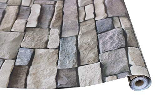 APPIOK Brick Stone Wallpaper Peel and Stick Self-Adhesive Wallpaper Faux Textured Stone Wall Look Rustic Brick Removable Wallpaper for Home Decaration 17.7''x393''