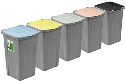 PAFEN stor soptunna 50l med lock - set med 5 sopkärl 550 x 365 x 370mm - soptunna för separering av sopkärl sopsamlare sopsamlare