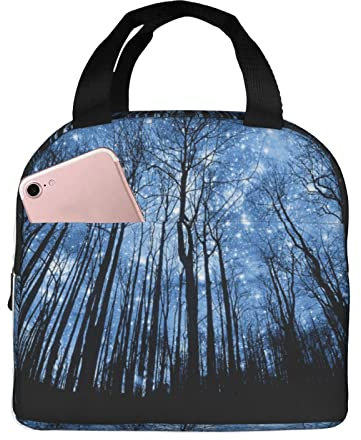 XVBCDFG Bolsa de almuerzo Night Sky para oficina al aire libre, papel de aluminio portátil, aislamiento grueso y bolsa Bento para mantener fresco
