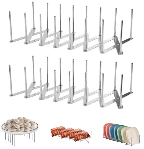 APACALI 2 Stück Deckelhalter Edelstahl, Multifunktionales Verstellbarer Topfdeckelhalter, Grill Rippchenhalter, Spareribs Halter aus Edelstahl, Aufbewahrung Organizer für Pfannen, Deckel
