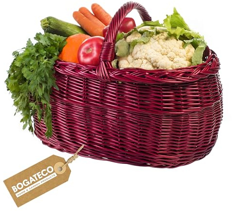 Cesto in vimini con manici per la spesa in colore naturale o verniciato in 3 diversi colori, spazioso e confortevole, cesto per la spesa, cesto regalo 45x30x35cm