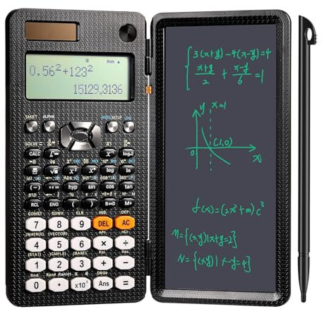 Copkim Scientific Calculators with LCD Writing Tablet for Back to School Solar Powered Calculator Small Math Calculator with Notepad for Middle High School Student