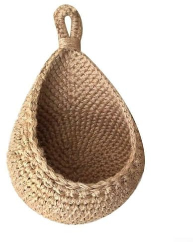 Paniers muraux suspendus en corde de coton tissée à la main - Panier de rangement respirant pour oignon, ail, légumes, fruits - Organisateur de fruits et légumes