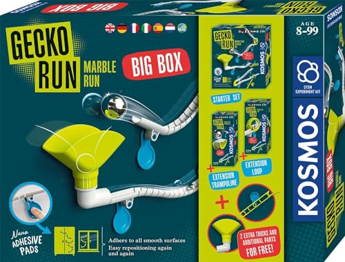 KOSMOS 617318 Gecko Run Marble Run Big Box, Vorteilspack, Erweiterbare Kugelbahn für Kinder ab 8 Jahre, Vertikale Kugelbahn, Murmelbahn, mehrsprachige Anleitung