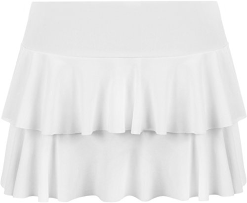 ANZEE Women's RARA Mini Short Skirt Ladies Party Casual Club Wear Frill Skirt Fancy Dress Casual Summer Wear (White S-M)
