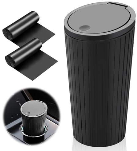 Auto Mülleimer mit Deckel, Klein, für Innenraum, Wasserdicht & Geruchshemmend, 2 Rollen Müllbeutel, Praktischer Mini für Autos, Zuhause, Büro, Schlafzimmer