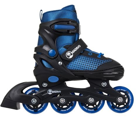 Madivo Horizon Boy Inliner VERSTELLBAR | ABEC-5 Kugellager Inlineskates | für Herren - Jugendliche - Kinder | Schwarz/Blau | Größen: 30-33, 34-37, 38-41 (S (30-33))