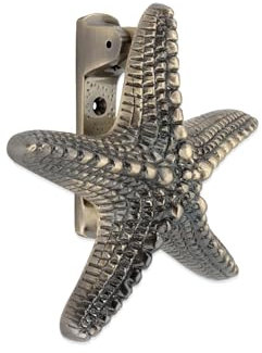 Infinity Decor Battente per porta a forma di stella marina, stile vintage, 15,2 cm, finitura in ottone anticato per mobili per porta d'ingresso
