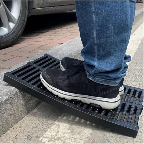 AVLLSO Canaleta de desagüe Cubierta de drenaje de resina de polímero negro para sótano/calzada/piso de cemento de acera, Rejilla de canal resistente Drenaje de agua de lluvia al aire libre(50X40X3cm(1